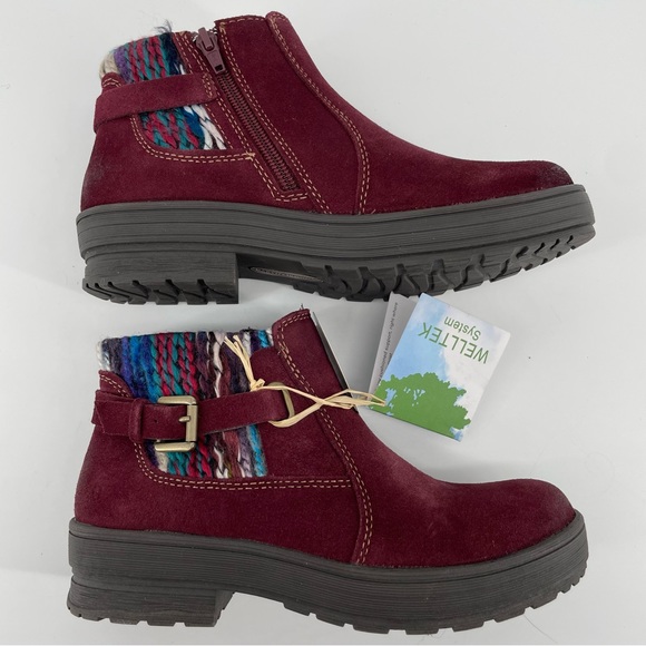 Earth Origins NWT Tate Burgundy Boho Leather Ankle Boots 6 - Picture 7 of 10